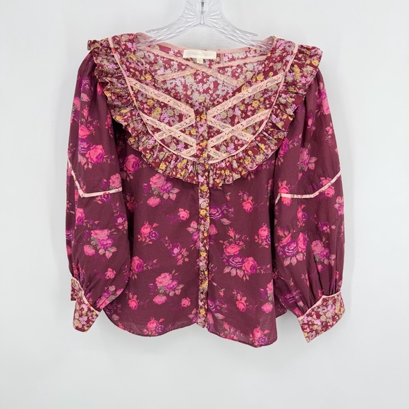 Love Shack Fancy Morrison Top Blouse Spiced Apple Red Size M